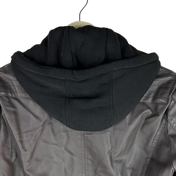 New XRAY Jeans Men US S Brown Faux PU Leather Biker Jacket Zipper Coat - Picture 8 of 17